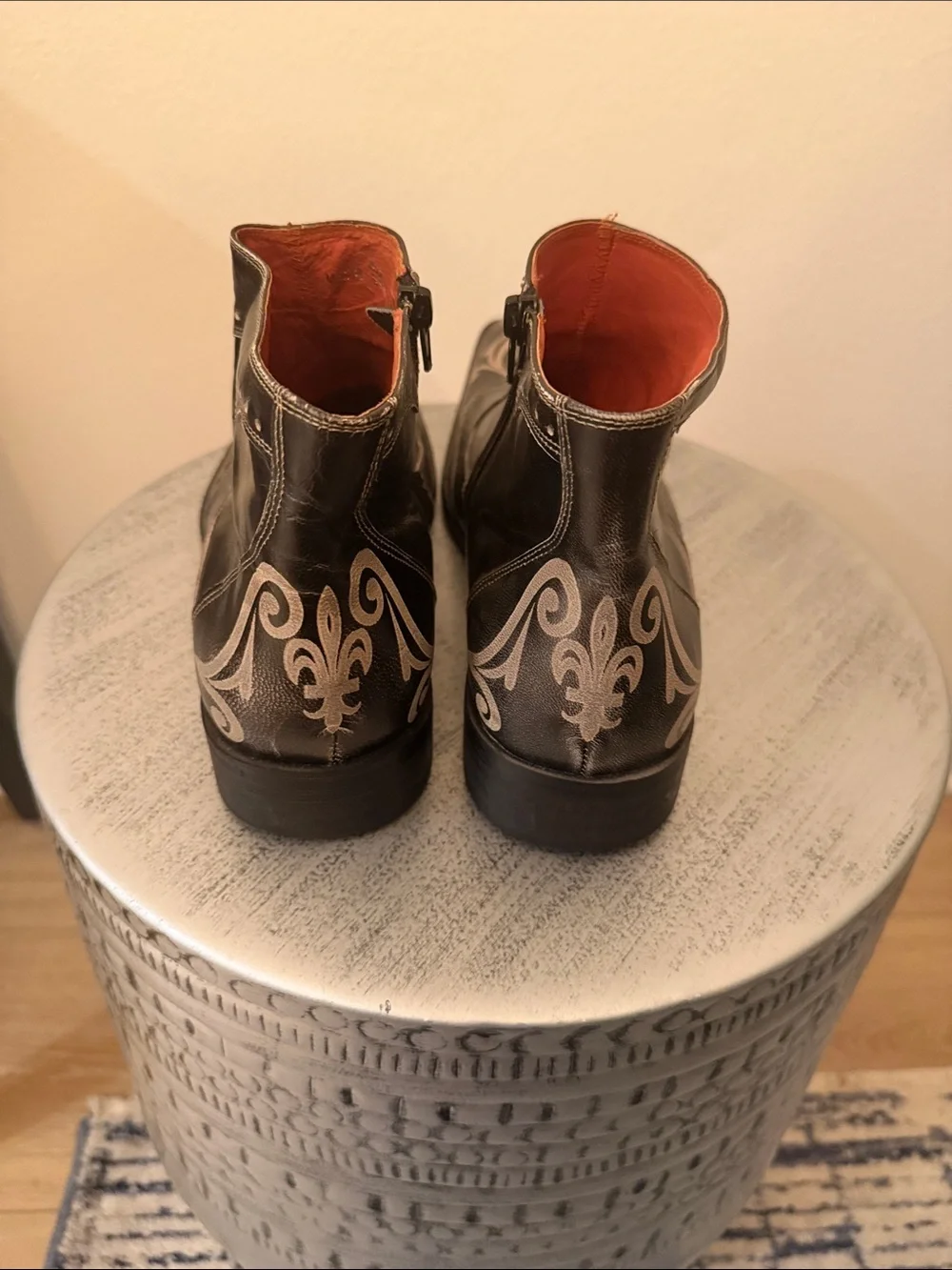 Aldo Brown synthetic Leather modern Ankle Boots with off White Inlay